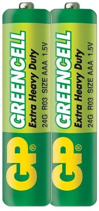 Цинк карбонова батерия GP GREENCELL R03, AAA, 2 бр. shrink, 1.5V