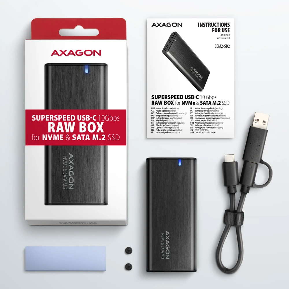 AXAGON EEM2-SB2 M.2 NVMe & SATA SSD