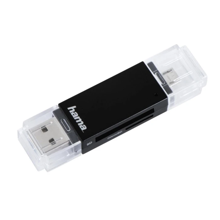 Четец за карти HAMA 181056, USB 2.0, SD/microSD, черен