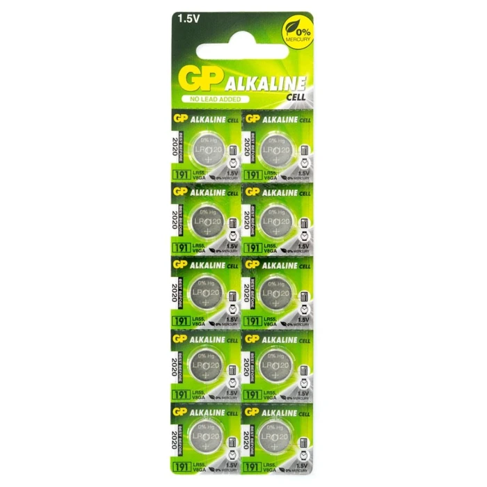 Бутонна алкална батерия GP 191 LR-1120, 10 бр. pack, цена за 1 бр., 1.55V