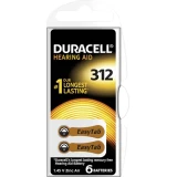 Батерия цинково въздушна DURACELL ZA312 6 бр. бутонни за слухов апарат в блистер