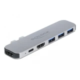 Докинг станция Delock За MacBook, HDMI 4K, USB-A, USB-C, PD, Сив
