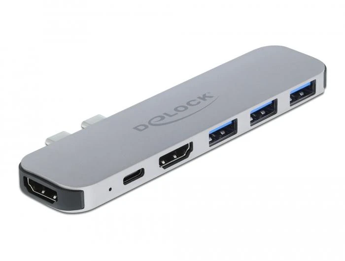 Докинг станция Delock За MacBook, HDMI 4K, USB-A, USB-C, PD, Сив