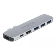 Докинг станция Delock За MacBook, HDMI 4K, USB-A, USB-C, PD, Сив