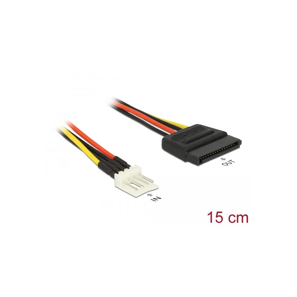 Кабел Delock Power Cable SATA 15 pin receptacle > 4 pin floppy male 15 см