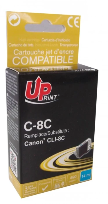 Мастилница UPRINT CJ8CUP CANON, С чип, Cyan