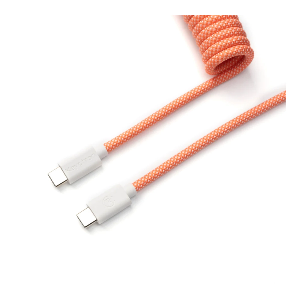 Кабел за клавиатура Keychron Coiled Aviator Straight Custom USB Cable, USB-C - USB-C  Pink Orange