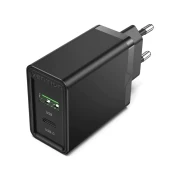 Vention бързо зарядно Fast Charger Wall - QC4.0, PD Type-C + QC3.0 USB A, 20W Black - FBBB0