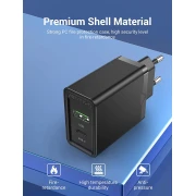 Vention бързо зарядно Fast Charger Wall - QC4.0, PD Type-C + QC3.0 USB A, 20W Black - FBBB0