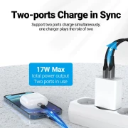 Vention бързо зарядно Fast Charger Wall - QC4.0, PD Type-C + QC3.0 USB A, 20W White - FBBW0