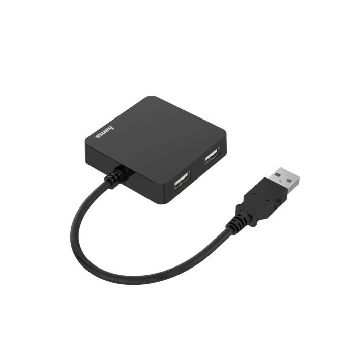 USB хъб HAMA, 4 портов, USB 2.0, 480 Mbit/s, Черен