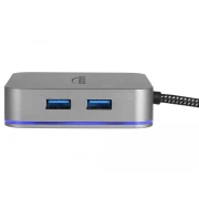 Докинг станция Delock USB-A, USB-C, HDMI, Gigabit LAN, PD, Подсветка, Сив
