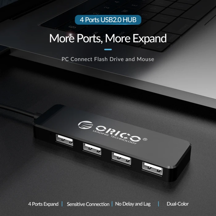 Orico хъб USB2.0 HUB 4 port Black - FL01-BK