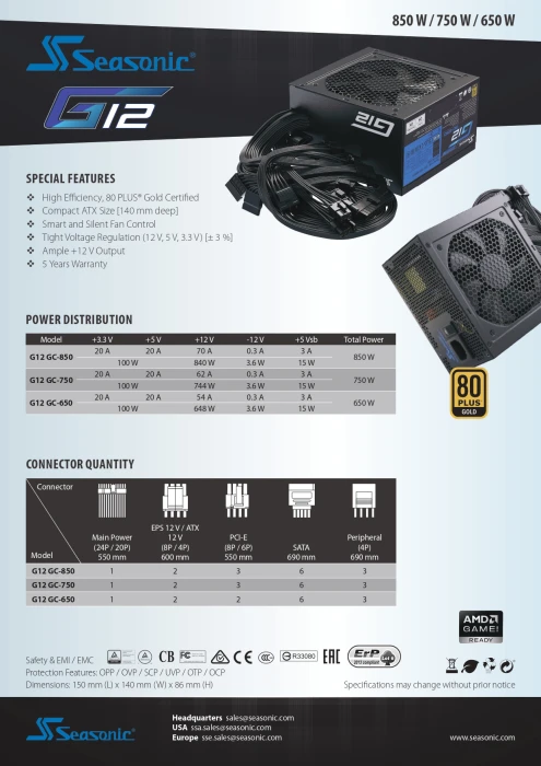 Seasonic G12 GC 2024 Gold 650W
