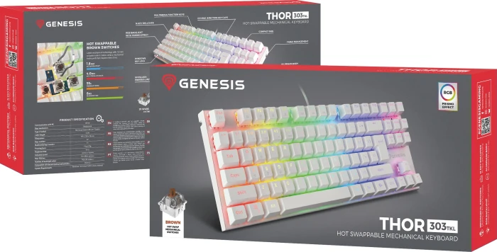 Genesis Thor 303 TKL White Brown Switch
