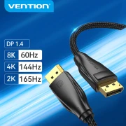 Vention кабел Display Port 1.4 DP M / M 8K 1m - Cotton Braided, Black - HCCBF
