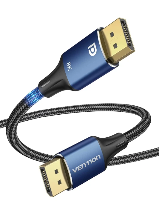 Vention кабел Display Port 1.4 DP M / M 8K 1.5m - Cotton Braided, Blue Aluminum Alloy - HCELG