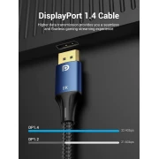 Vention кабел Display Port 1.4 DP M / M 8K 2m - Cotton Braided, Blue Aluminum Alloy - HCELH