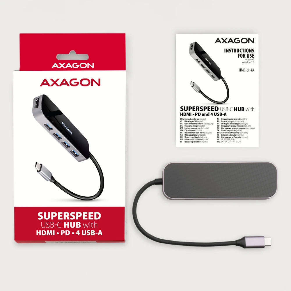 AXAGON HMC-6H4A SuperSpeed USB-C COMBO 6in1 hub