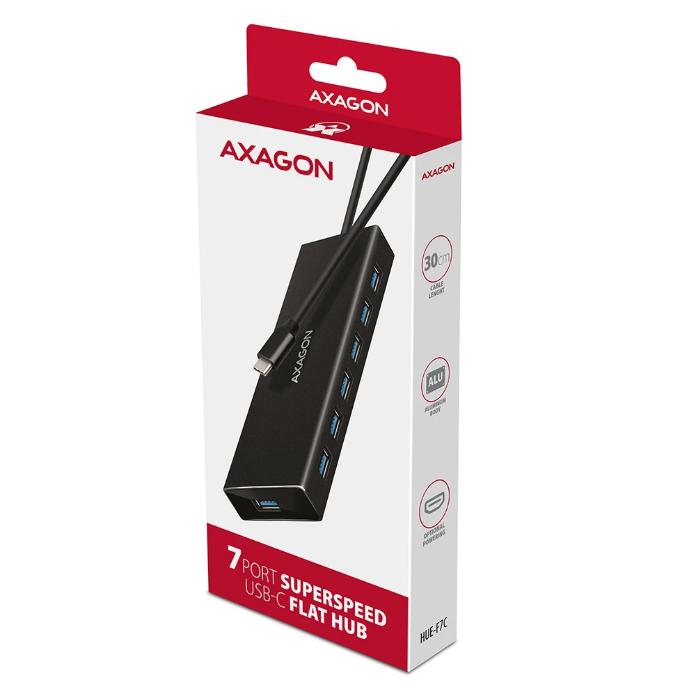Axagon HUE-F7C SuperSpeed USB-C FLAT CHARGING hub