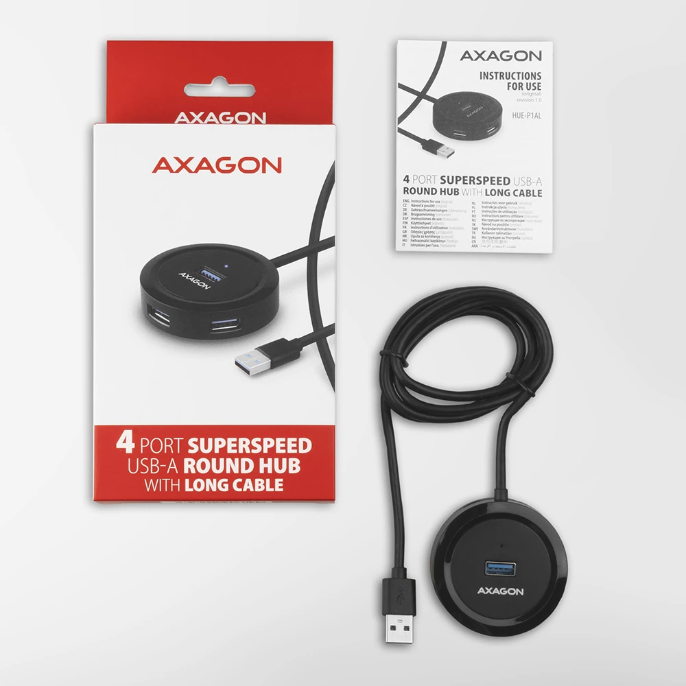 AXAGON HUE-P1AL SuperSpeed USB-A ROUND hub