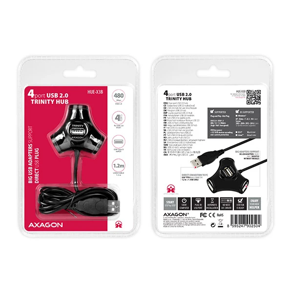 AXAGON HUE-X3B USB TRINITY hub