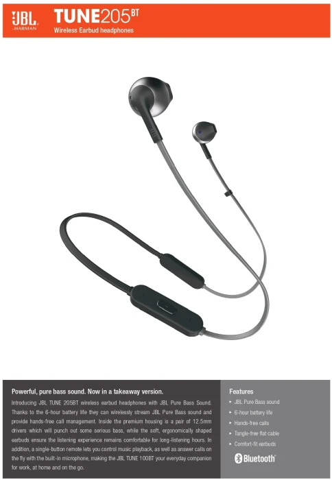 JBL Tune 205BT - Blue