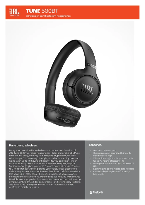 JBL TUNE 530BT Bluetooth - Blue