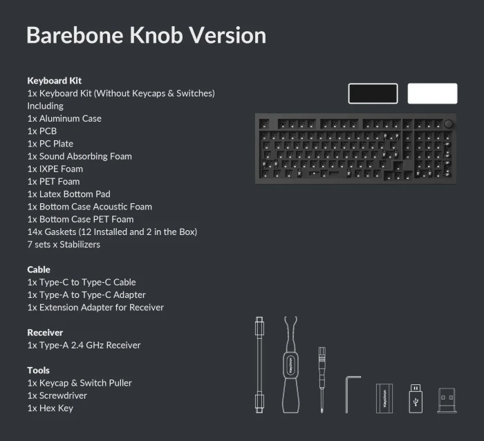 Основа Keychron Q5 Max QMK/VIA Barebone Knob Carbon Black
