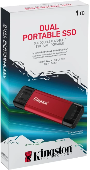 Kingston USB-A/C Portable SSD - 1TB