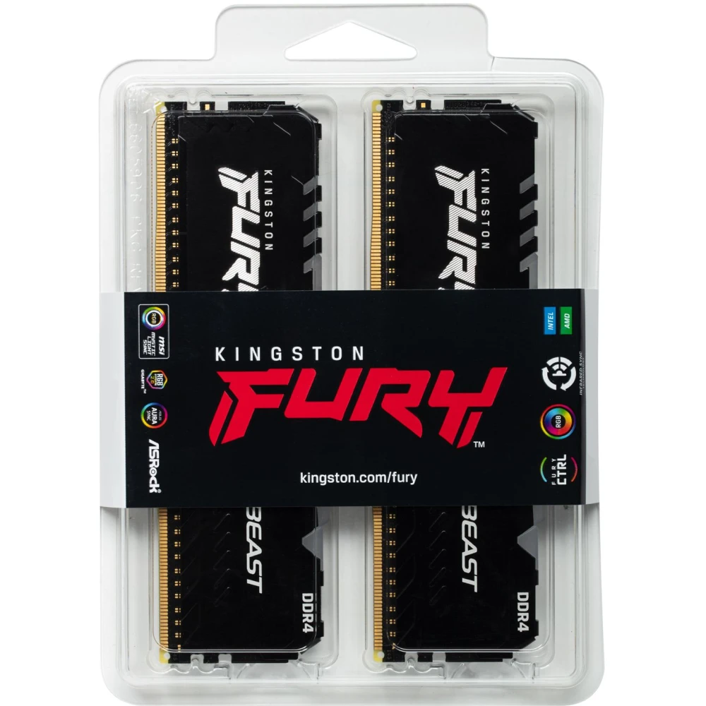 Kingston FURY Beast RGB Black 16GB(2x8GB) DDR4 3200MHz CL16