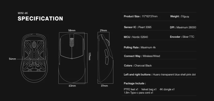 Lamzu ATLANTIS MINI 4K Wireless Black
