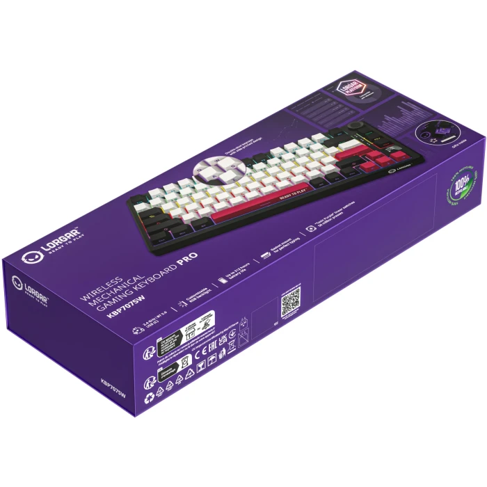 LORGAR KBP7075W Wireless PBT Black