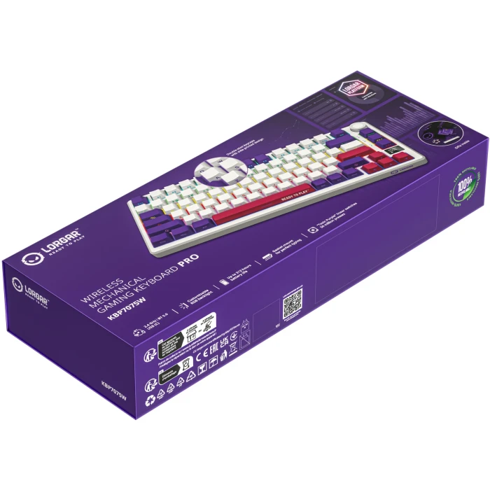 LORGAR KBP7075W Wireless PBT White