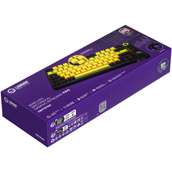 LORGAR KBP7075W Wireless PBT Yellow