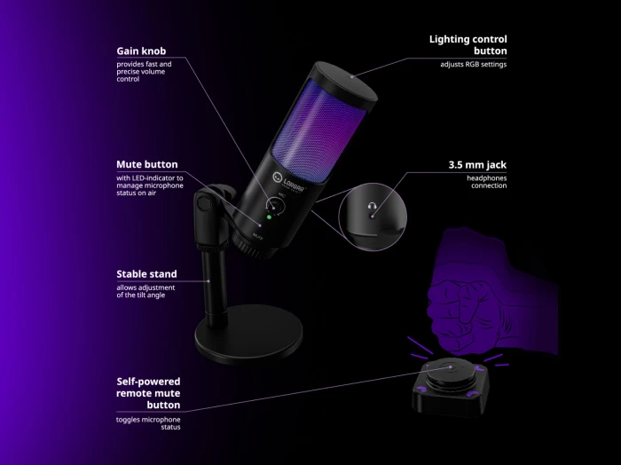 LORGAR SMP40 Pro Mute Button RGB