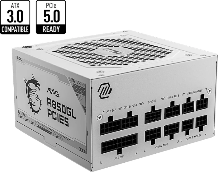 MSI MAG A850GL PCIE5 WHITE GOLD 850W