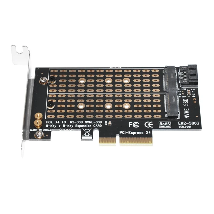 Makki Адаптер M2 SSD NVMe+SATA PCIe 3.0 4x