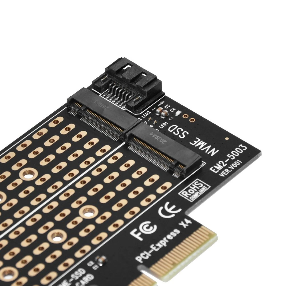 Makki Адаптер M2 SSD NVMe+SATA PCIe 3.0 4x adapter - MAKKI-M2-PCIE-2X