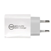 Makki бързо зарядно Fast Charger Wall - QC3.0 + Power Distribution Type-C 18W White - MAKKI-PQ18W-WH