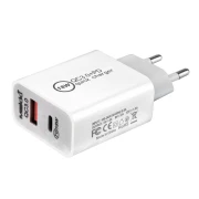 Makki бързо зарядно Fast Charger Wall - QC3.0 + Power Distribution Type-C 18W White - MAKKI-PQ18W-WH