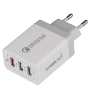 Makki бързо зарядно Fast Charger - QC3.0+2xUSB 30W White - MAKKI-QC30W3