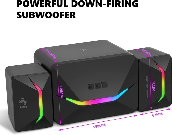 Marvo тонколони Gaming Speakers 2.1 11W RGB - MARVO-SG-235