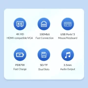 Orico докинг станция Type-C Docking Station Power Distribution 3.0 87W - HDMI, Type-C x 1, USB3.0 x 1, USB 2.0 x 2, LAN, SD, VGA, Audio - MDK-10P-BK