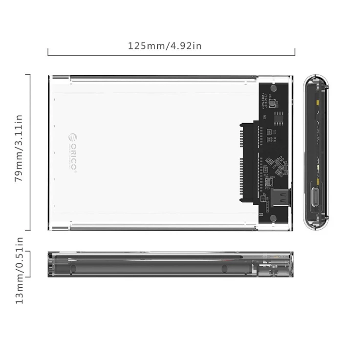 Orico  2.5 inch 10Gbps Type-C Transparent