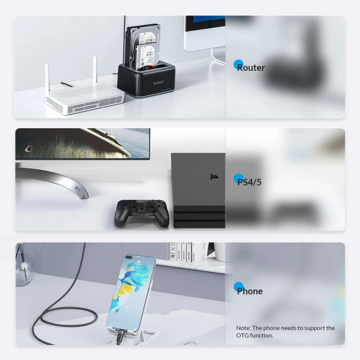 Orico Dock 2 x HDD/SSD 2.5"/3.5" USB-C/A