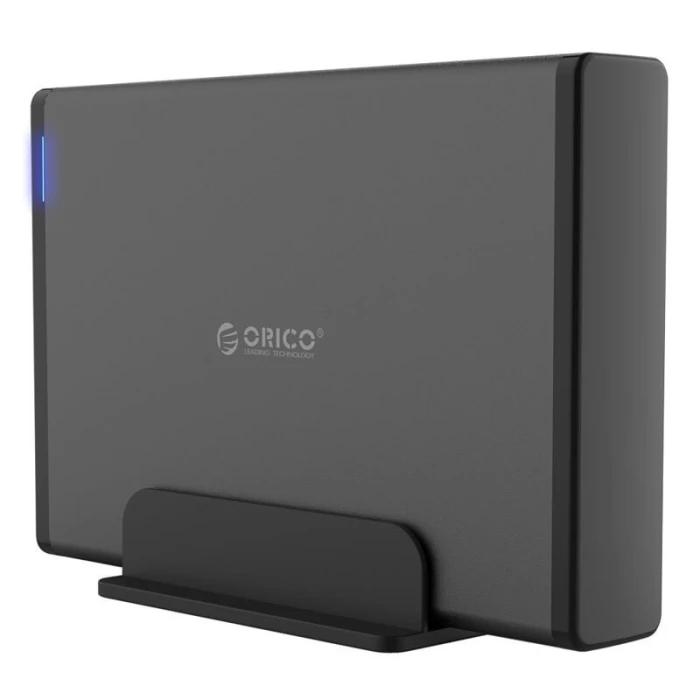 Orico кутия за диск Storage - Case - 3.5 inch Vertical, USB3.1 Type-C, Power adapter, UASP, black - 7688C3-BK