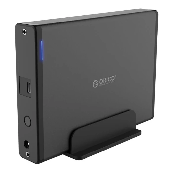 Orico кутия за диск Storage - Case - 3.5 inch Vertical, USB3.1 Type-C, Power adapter, UASP, black - 7688C3-BK