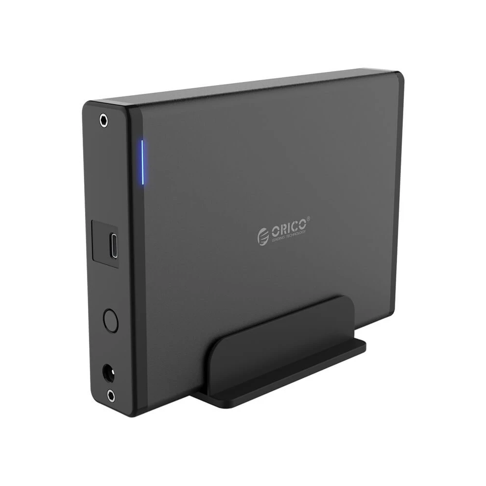 Orico кутия за диск Storage - Case - 3.5 inch Vertical, USB3.1 Type-C, Power adapter, UASP, black - 7688C3-BK