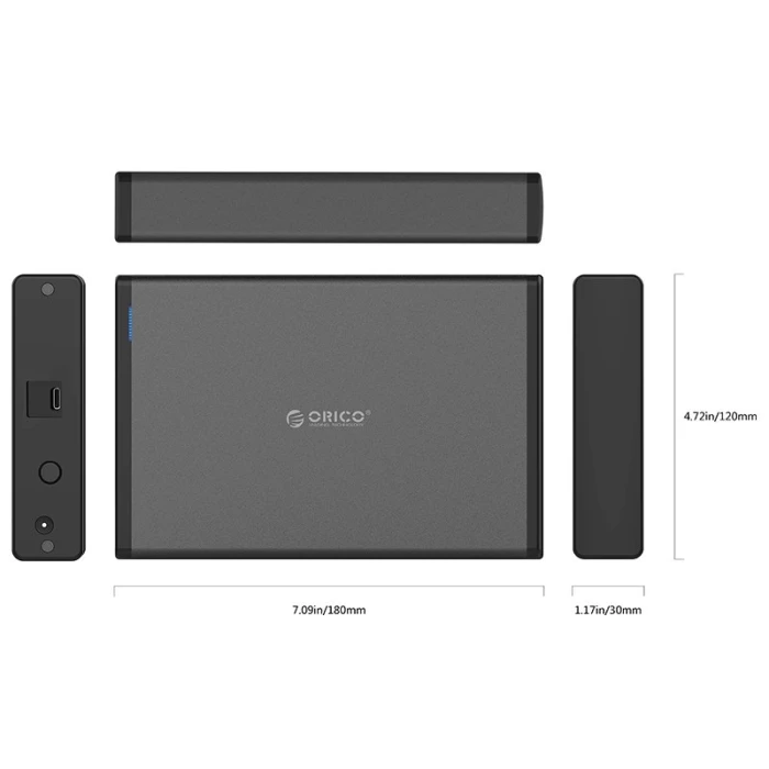 Orico кутия за диск Storage - Case - 3.5 inch Vertical, USB3.1 Type-C, Power adapter, UASP, black - 7688C3-BK